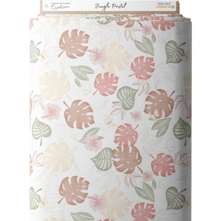 Tissu coton imprimé Jungle Pastel - Certifié Oeko-Tex®