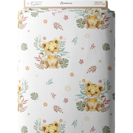 Tissu coton imprimé pour enfants Lionceaux- Certifié Oeko-Tex®