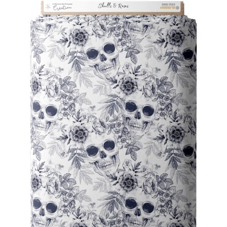 Tissu coton imprimé Skulls & Roses - Certifié Oeko-Tex®