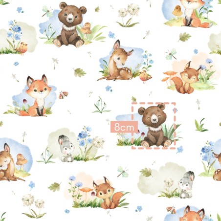 Tissu coton imprimé pour enfants Animaux des bois - Certifié Oeko-Tex®