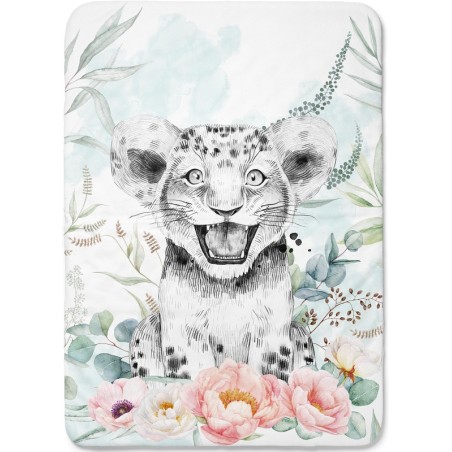 Panneau en tissu coton Lion Savane Eucalyptus - Certifié Oeko-Tex®