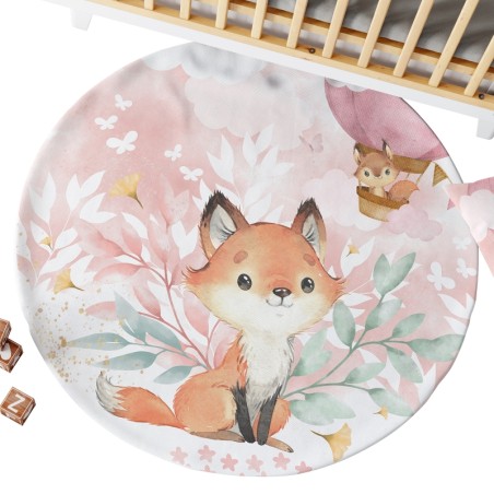 Ensemble Tapis Rond à faire soi même Lovely fox Rose + 2 coussins