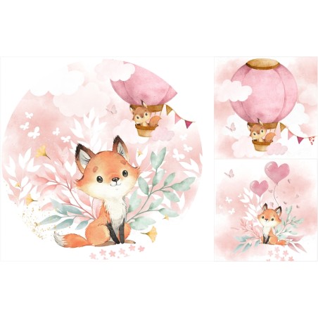 Ensemble Tapis Rond à faire soi même Lovely fox Rose + 2 coussins