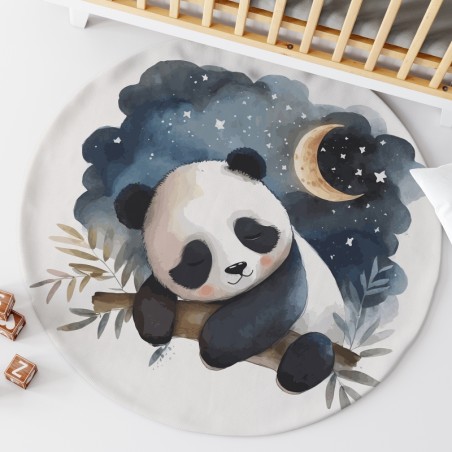 Ensemble Coupon Tapis Rond Panda endormi + 2 coussins