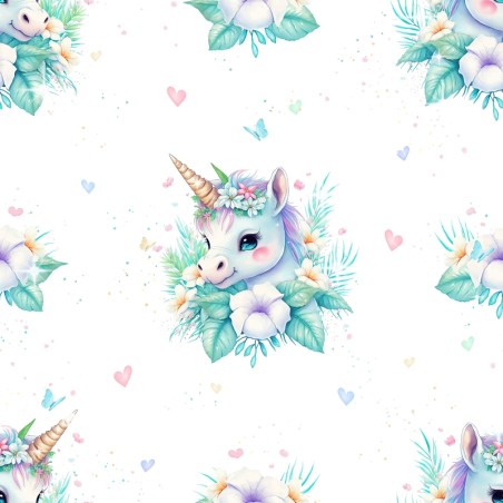 Tissu coton imprimé pour enfants Licorne - Certifié Oeko-Tex®