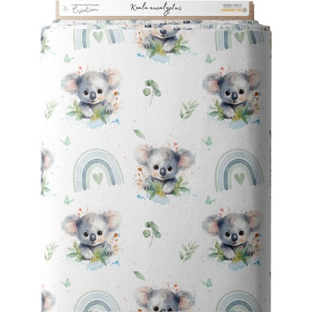 Tissu coton imprimé pour enfants Koala Eucalyptus  - Certifié Oeko-Tex®