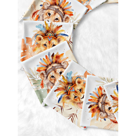 Coupon Lingettes Lion boho coton imprimé à réaliser soi-même  - Certifié Oeko-Tex®