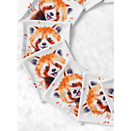 Coupon Lingettes Panda Roux coton imprimé à réaliser soi-même  - Certifié Oeko-Tex®