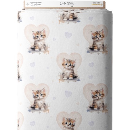 Tissu coton imprimé pour enfants Cute Kitty - Certifié Oeko-Tex®