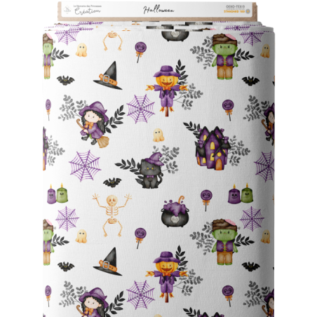 Tissu coton imprimé Halloween - Certifié Oeko-Tex®