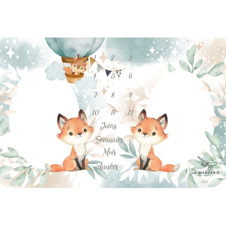 Tissu pour tapis photo étape à réaliser soi même pour jumeaux - Fox celadon