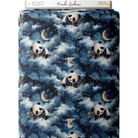 Tissu coton imprimé pour enfants Panda endormi - Certifié Oeko-Tex®