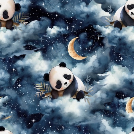 Tissu coton imprimé pour enfants Panda endormi - Certifié Oeko-Tex®