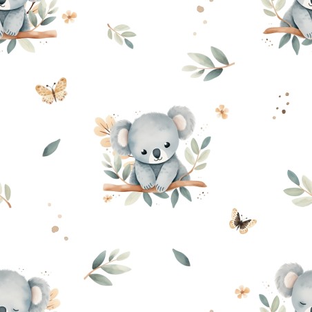 Tissu coton imprimé pour enfants Tendre Koala  - Certifié Oeko-Tex®