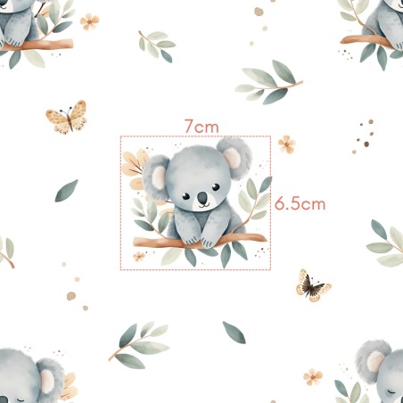 Tissu coton imprimé pour enfants Tendre Koala  - Certifié Oeko-Tex®