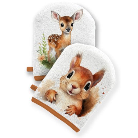 Coupon pour 5 Gants de toilette pour bébé à réaliser soi-même Les Animaux de la Forêt Éponge de Bambou Oeko-Tex