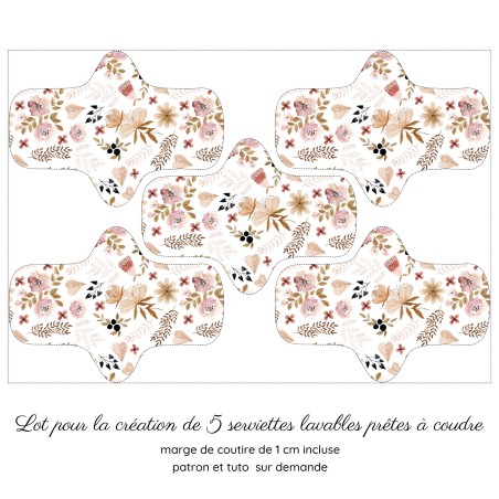 Coupon Fleurs sauvages Rose pour la Création de Serviettes Hygiéniques Lavables de Qualité Oeko-Tex