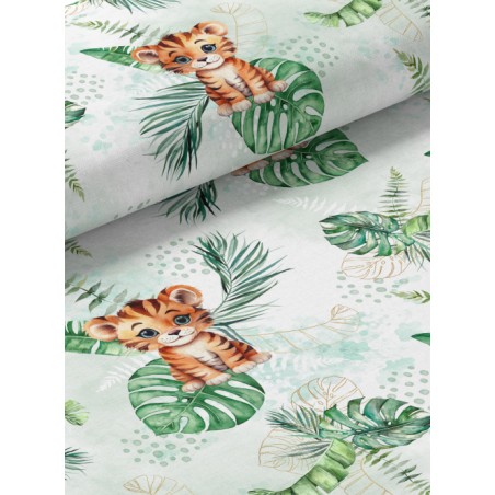 Tissu coton imprimé pour enfants Savane Bébé Tigre- Certifié Oeko-Tex®