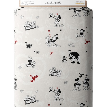 Tissu coton imprimé pour enfants SteamBoat Willie- Certifié Oeko-Tex®