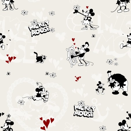 Tissu coton imprimé pour enfants SteamBoat Willie- Certifié Oeko-Tex®