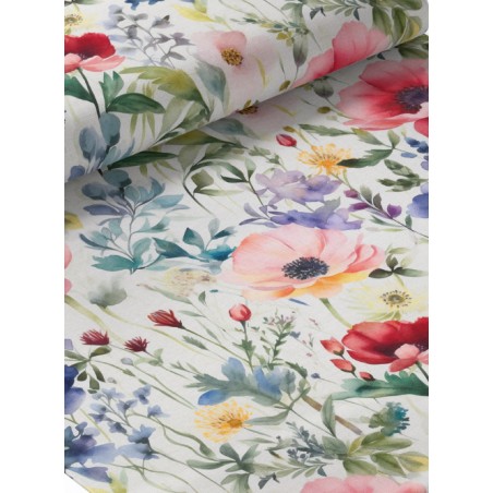 Tissu coton imprimé Fleurs Des Champs Aquarelles - Certifié Oeko-Tex®