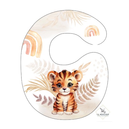 Bavoir Savane Bébé Tigre Boho coton imprimé à réaliser soi-même  - Certifié Oeko-Tex®