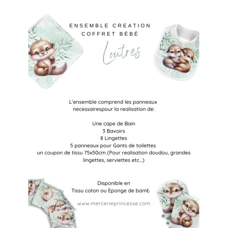 Ensemble Loutres pour création Bébé, coffret de naissance complet