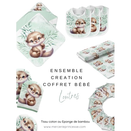 Ensemble Loutres pour création Bébé, coffret de naissance complet