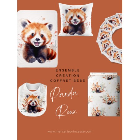 Ensemble Panda Roux pour création Bébé, coffret de naissance complet