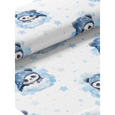 Tissu coton imprimé pour enfants Panda dans les nuages - Certifié Oeko-Tex®