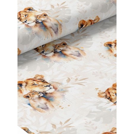 Tissu coton imprimé pour enfants Lionceau et Lionne- Certifié Oeko-Tex®