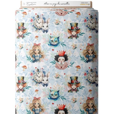 Tissu coton imprimé pour enfants Alice au Pays des Merveilles- Certifié Oeko-Tex®