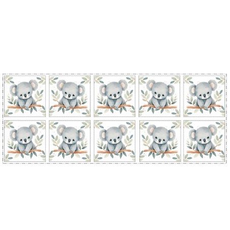 Coupon Lingettes Tendre Koala coton imprimé à réaliser soi-même  - Certifié Oeko-Tex®