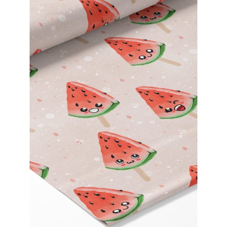 Tissu coton imprimé fruit Glace Pastèque - Certifié Oeko-Tex®