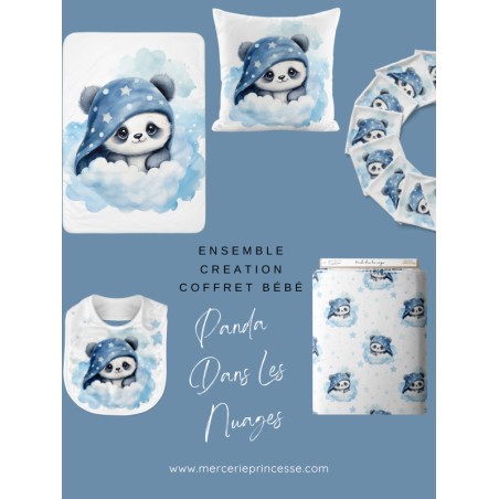 Ensemble Panda Dans les Nuages pour création Bébé, coffret de naissance complet