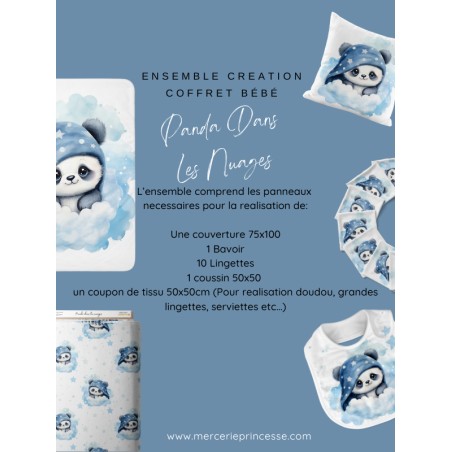 Ensemble Panda Dans les Nuages pour création Bébé, coffret de naissance complet