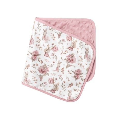 Tissu coton imprimé pour enfants Lapins & Fleurs Rose - Certifié Oeko-Tex®