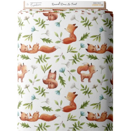 Tissu coton imprimé pour enfants Renard Dans La Forêt - Certifié Oeko-Tex®