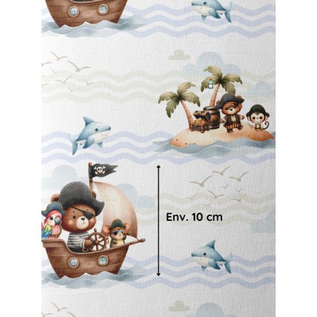 Tissu coton imprimé pour enfants Petit Pirate - Certifié Oeko-Tex®