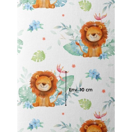 Tissu coton imprimé pour enfants Lion Tropical - Certifié Oeko-Tex®