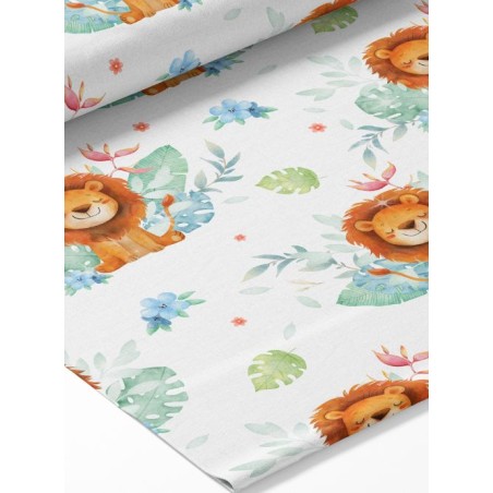 Tissu coton imprimé pour enfants Lion Tropical - Certifié Oeko-Tex®