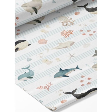 Tissu coton imprimé pour enfants Vie Marine - Certifié Oeko-Tex®