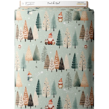 Tissu coton imprimé La Forêt du Père Noël - Certifié Oeko-Tex®