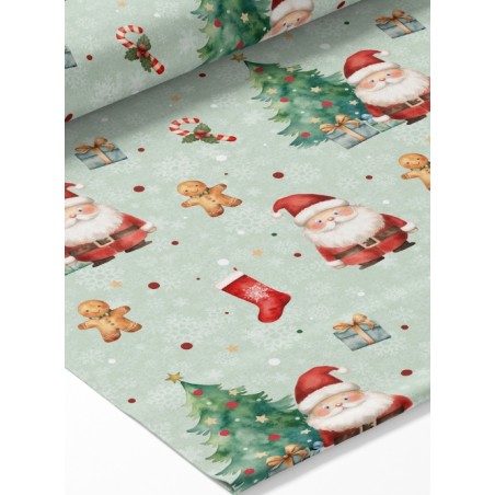 Tissu coton imprimé Joyeux Noël Vert- Certifié Oeko-Tex®