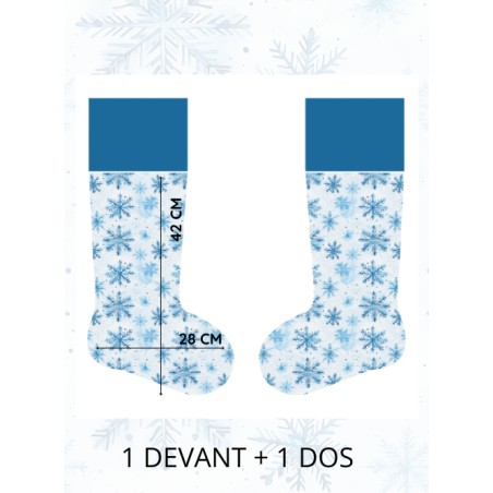 Panneau à Coudre pour Chaussette de Noël Flocons - 100% coton Oeko-Tex