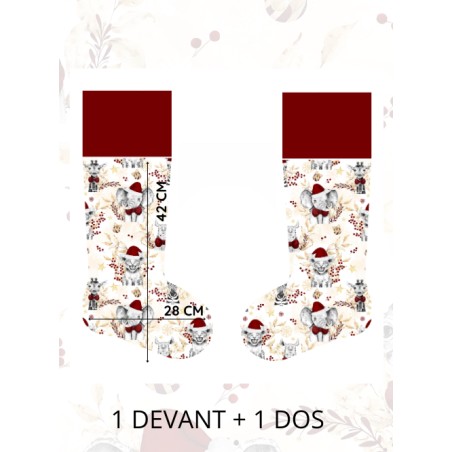 Panneau à Coudre pour Chaussette de Noël Savane Noël - 100% coton Oeko-Tex