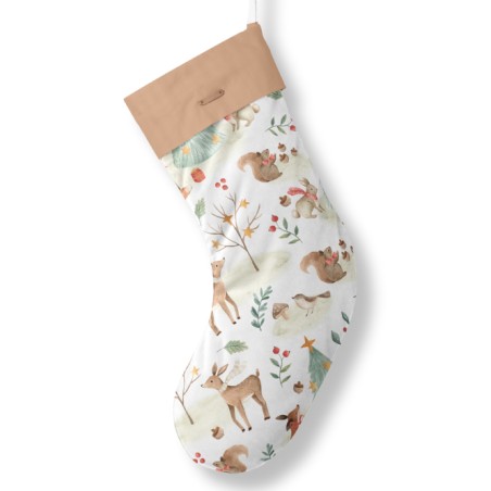 Panneau à Coudre pour Chaussette de Noël Forêt de Noël - 100% coton Oeko-Tex