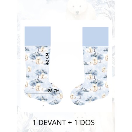 Panneau à Coudre pour Chaussette de Noël Ours Polaire - 100% coton Oeko-Tex