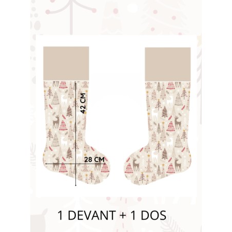 Panneau à Coudre pour Chaussette de Noël Forêt D'hiver - 100% coton Oeko-Tex