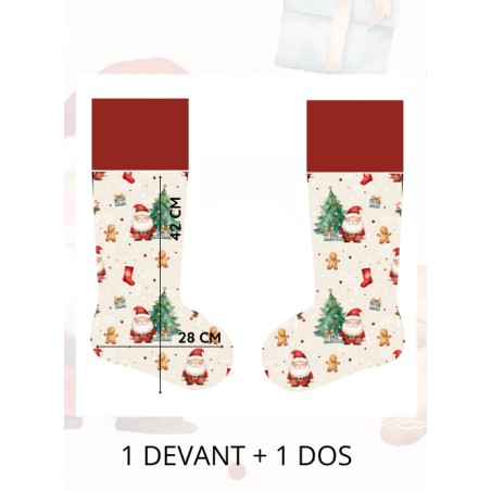 Panneau à Coudre pour Chaussette de Noël Joyeux Noël - 100% coton Oeko-Tex